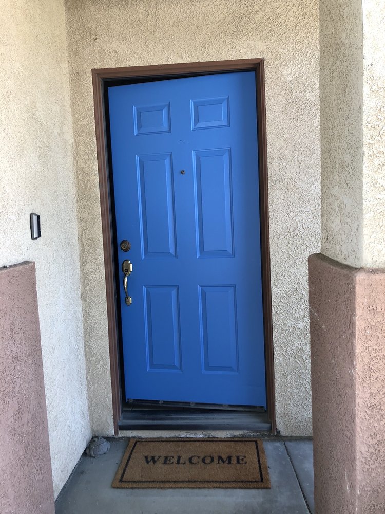 After photo of refreshed blue front door